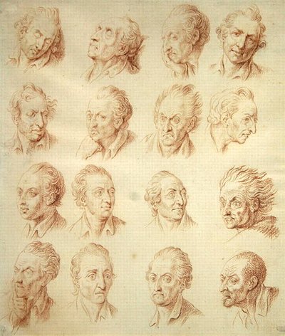Estudios de expresiones faciales de Daniel Nikolaus Chodowiecki