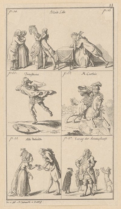 Lámina II de «El elogio de la locura», de Erasmo de Daniel Nikolaus Chodowiecki