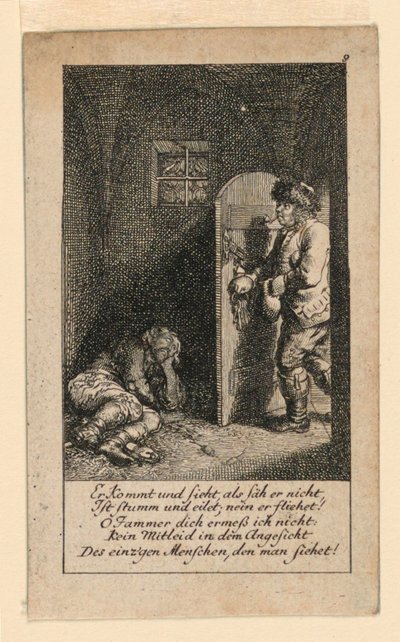 El preso, Ilustración para "Königl: Grosbrit [anische] Genealogischer Kalender auf das 1780 Jahr Lauenberg bey J.G. Berenberg" de Daniel Nikolaus Chodowiecki