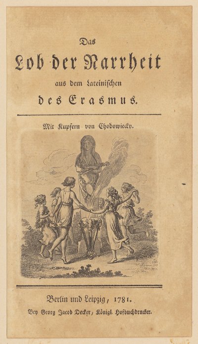 Portada con viñeta de «El elogio de la locura», de Erasmo de Daniel Nikolaus Chodowiecki