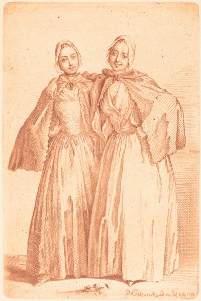 Zwei stehende Damen (Demoiselles Quantin) de Daniel Nikolaus Chodowiecki