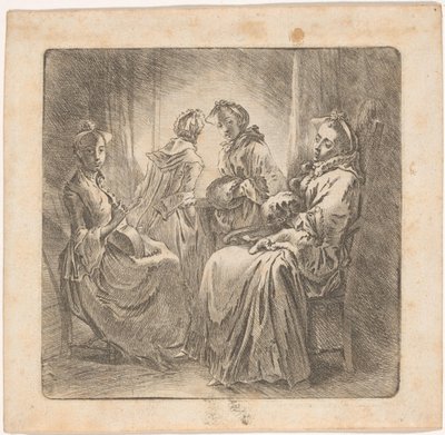 Cuatro damas en la ventana de Daniel Nikolaus Chodowiecki