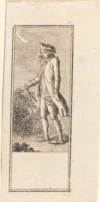 Joven con bastón de Daniel Nikolaus Chodowiecki