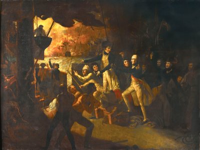 Nelson subiendo a cubierta en la Batalla del Nilo de Daniel Orme