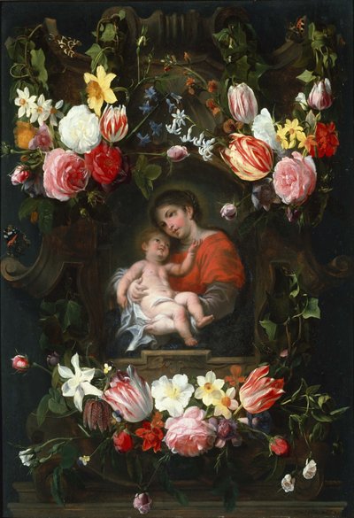 Guirnalda de flores con la Virgen y el Niño, Primer tercio del siglo XVII de Daniel Seghers