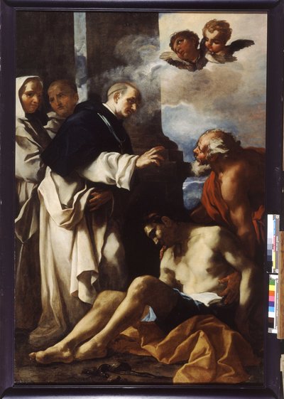 San Anthelmus cuidando a un hombre enfermo de Daniel Seiter