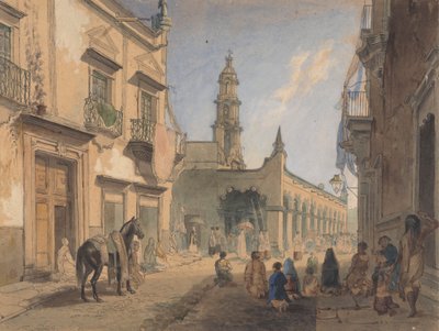 Escena callejera mexicana - Aquas Caliente de Daniel Thomas Egerton