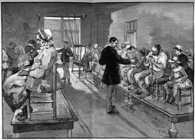 Electroterapia de la Salpetriere, aquí los baños eléctricos y la electrificación localizada en 1887 de Daniel Urrabieta Vierge
