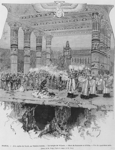 El Templo de Vulcano con la Muerte de Radamés y Aida, escena del Acto IV de 
