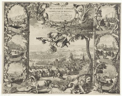 Victorias del rey Guillermo III en Irlanda (mitad superior), 1690 La gloriosa campaña de Guillermo III Rey de Gran Bretaña Neffens Ocurrieron algunas de las acciones más memorables de los aliados y confederados en el año 1690 (título en de Daniel de Lafeuille