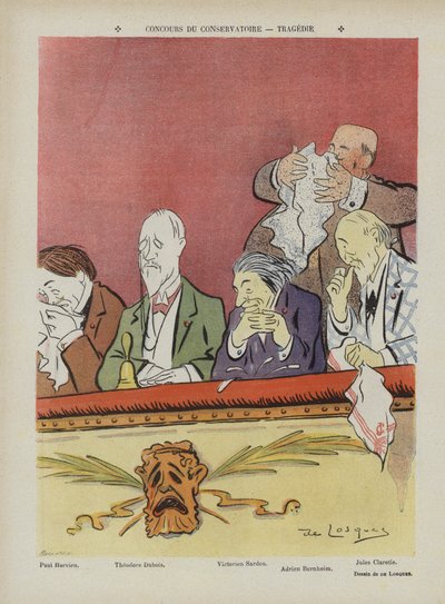 Concurso en el Conservatorio de París - tragedia. Ilustración para Le Rire de Daniel de Losques
