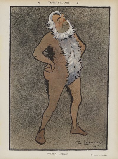 Actor francés Benoit-Constant Coquelin en Scarron en el Théâtre de la Gaîté. Ilustración para Le Rire de Daniel de Losques