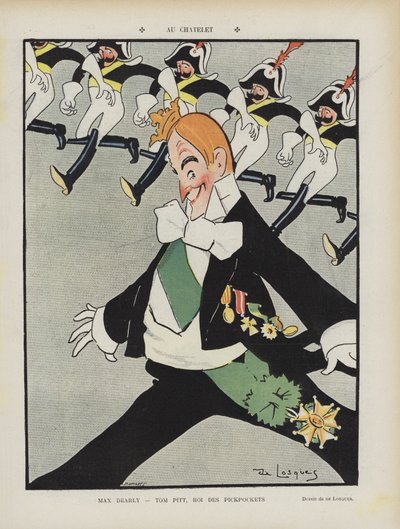 Actor francés Max Dearly. Ilustración para Le Rire de Daniel de Losques