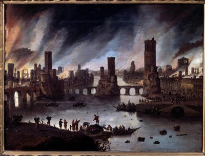 Vista del incendio de Troya de Daniel van Heil