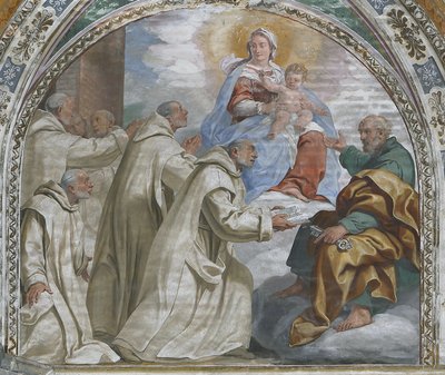 Madonna y niño aprobando la Orden Cartuja de Daniele Crespi