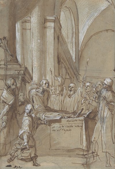 Raymond Diocrès hablando durante su funeral de la vida de San Bruno de Colonia de Daniele Crespi