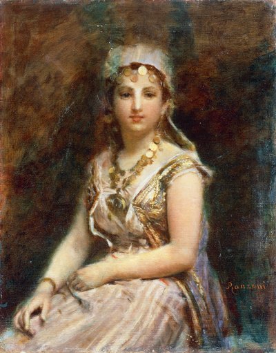 Figura femenina sentada, de Daniele Ranzoni (1843-1889), óleo sobre lienzo, 57,5x46 cm de Danielle Ranzoni