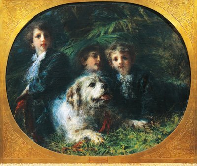 Los chicos de Troubetzkoy con un perro, por Daniele Ranzoni de Danielle Ranzoni