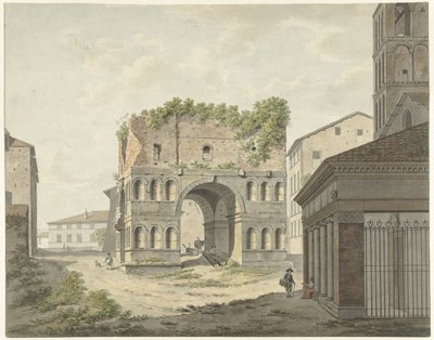 El arco de Janus quadrifons y parte de S. Giorgio in Velabro en Roma de Daniël Dupré