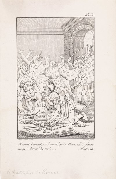Soldados y hombres con pieles galos en roma Canal de nuevo! ¡repetición! pote thusend! Nombre sagrado! krats!--- (título en el objeto) de Daniël Veelwaard (I)
