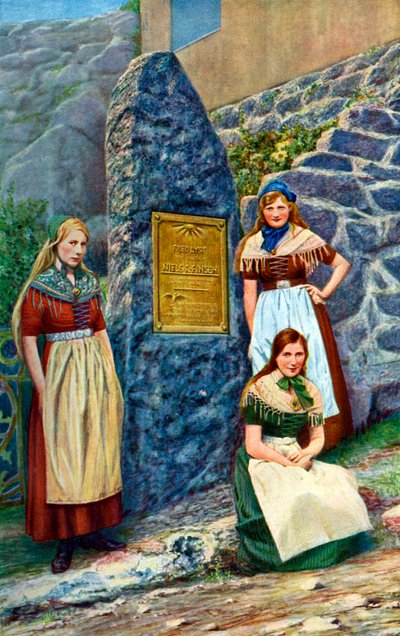 Chicas de la isla Strimi, Dinamarca, c. 1922 de Danish Legation
