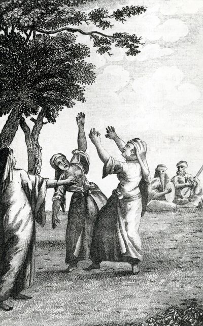 Bailarinas en Egipto, tomado de los viajes de Niebuhr por Arabia y otros países del Este, 1792 de Danish School