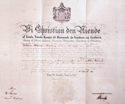 Patente firmada por Christian IX de Dinamarca nombrando a William Keswick como cónsul danés en Hong Kong, China, 1880 de Danish School