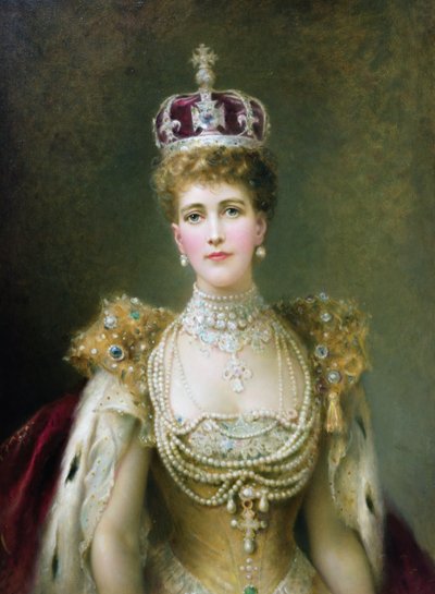 Reina Alexandra (óleo sobre lienzo) de Danish School