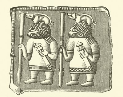 Guerreros de la era vikinga (grabado) de Danish School