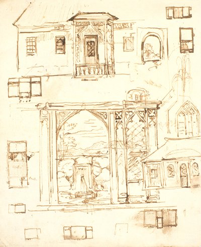 Estudios de arquitectura y decoración en estilo neogótico de Dankvart Dreyer