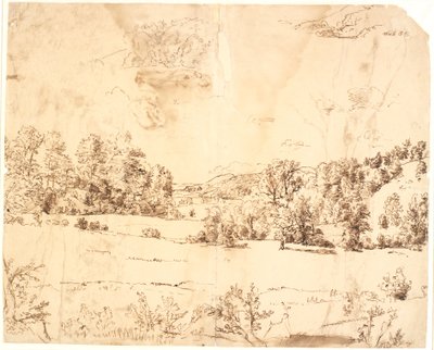 Un claro en el bosque entre colinas arboladas de Dankvart Dreyer
