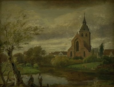 Iglesia de San Knud junto al río en Odense. Otoño de Dankvart Dreyer