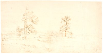 Vista de un paisaje ondulado con un par de robles solitarios de Dankvart Dreyer