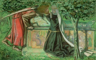 La tumba de Arturo: Sir Launcelot despidiéndose de Guenevere, 1854 de Dante Gabriel Charles Rossetti