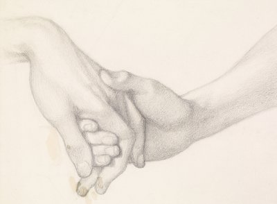 El Sueño de Dante en el Momento de la Muerte de Beatriz - Estudio de Dante Sosteniendo la Mano del Amor de Dante Gabriel Charles Rossetti