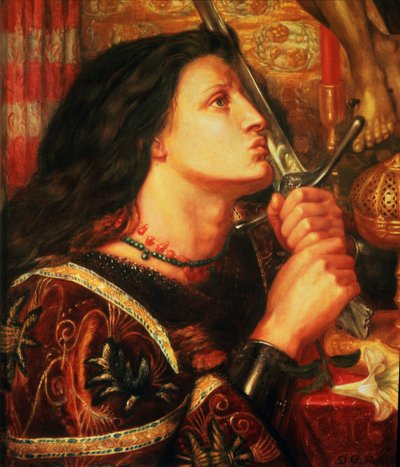 Juana de Arco besando la Espada de la Liberación, 1863 de Dante Gabriel Charles Rossetti