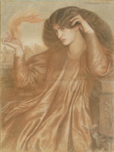 La mujer de las llamas de Dante Gabriel Charles Rossetti