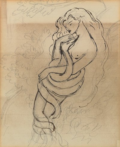 Lady Lilith, c. 1869 (lápiz, pluma y tinta marrón sobre papel) de Dante Gabriel Charles Rossetti