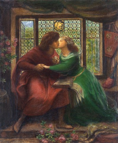 Paolo (Malatesta) (c. 1246 o 1248-c. 1285) y Francesca da Rimini (o da Polenta) (1255-1285) - Representación del personaje de ""La Divina Comedia"" (La Divina Comedia) de Dante Alighieri (1265- 1321) - Obra de Dante Gabriel Rossetti (1828-1882), un de Dante Gabriel Charles Rossetti