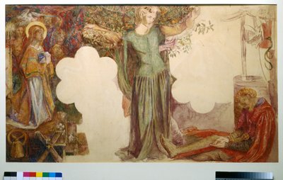 Visión de Sir Lancelot, estudio para el fresco de la Oxford Union de Dante Gabriel Charles Rossetti