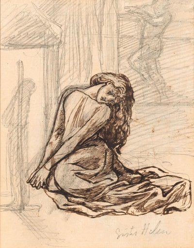 Sister Helen, c.1870 (grafito y tinta marrón sobre papel montado sobre tabla) de Dante Gabriel Charles Rossetti