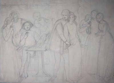Estudio para Benedick y Beatrice de Dante Gabriel Charles Rossetti