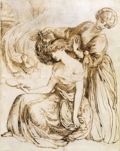 Estudio para la canción de muerte de Desdémona: Otelo, Acto IV, Esc. III de Dante Gabriel Charles Rossetti