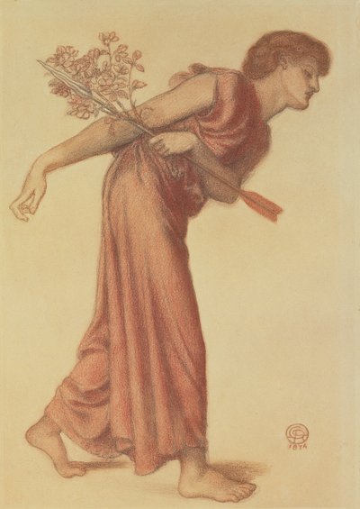 Estudio para la figura del amor en el sueño de Dante en el momento de la muerte de Beatriz, 1874 de Dante Gabriel Charles Rossetti