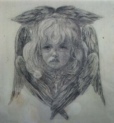 Estudio para la cabeza de un ángel niño en 