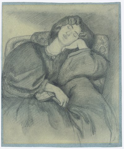 Estudio de Jane Morris Dormida en un Sillón Tapizado de Dante Gabriel Charles Rossetti