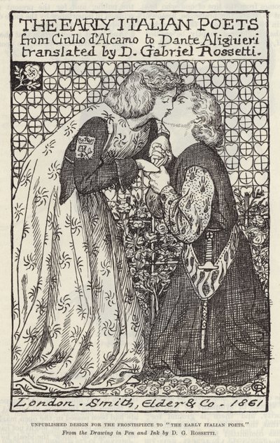 Diseño inédito para el frontispicio de Los primeros poetas italianos de Dante Gabriel Charles Rossetti