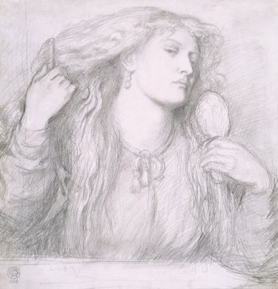 Mujer peinándose el cabello, Fanny Cornforth de Dante Gabriel Charles Rossetti