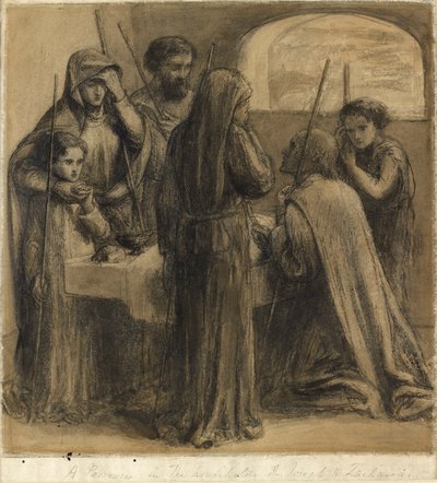 Una Pascua en el hogar de José y Zacarías, c. 1850s de Dante Gabriel Rossetti