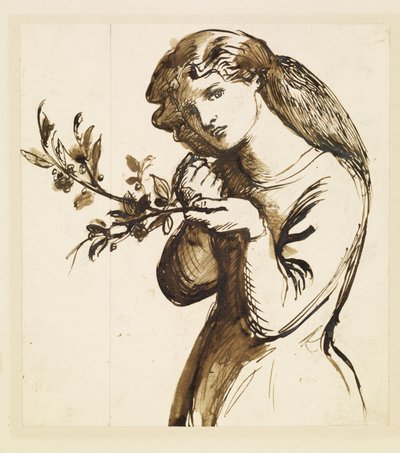 Mujer - Estudio de una niña comiendo cerezas de Dante Gabriel Rossetti